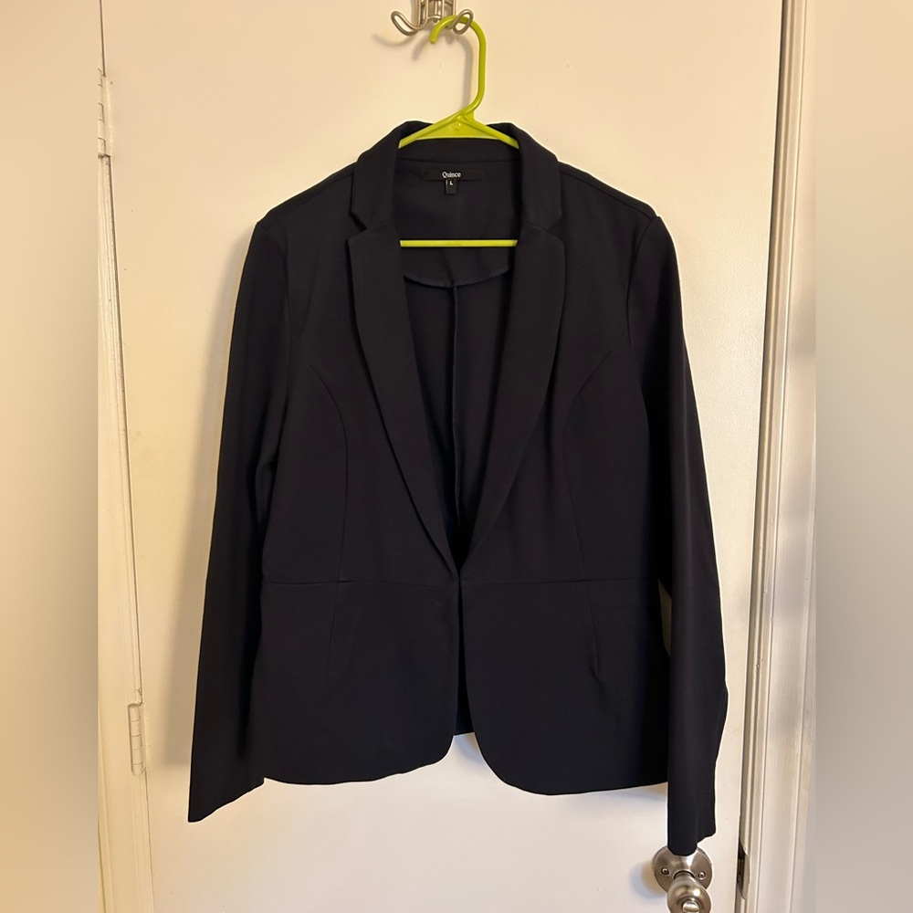 Quince Navy Blue  Women's Fitted Blazer